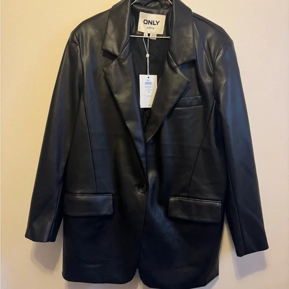 Only Jackets Coats Only Black Leather Blazer Jacket Poshmark